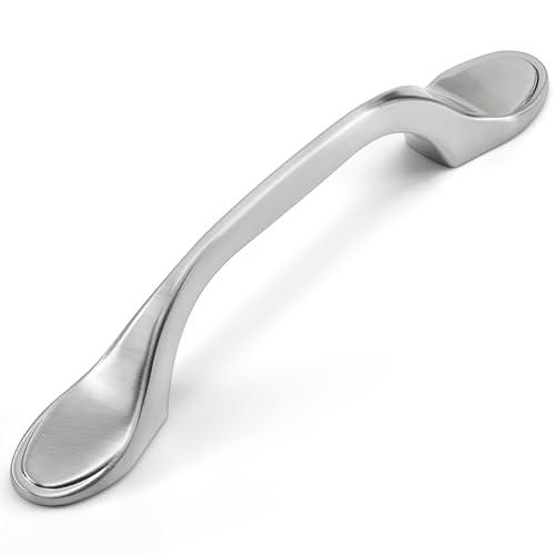 HESTIA HARDWARE 25 Pack | Cabinet Pull 3 inch Hole Center Satin Nickel Cabinet pulls Cabinet Pull and Knobs Silver Cabinet Handles Kitchen Cabinet Pulls Slim Cabinet Pulls (Z2.25.S)