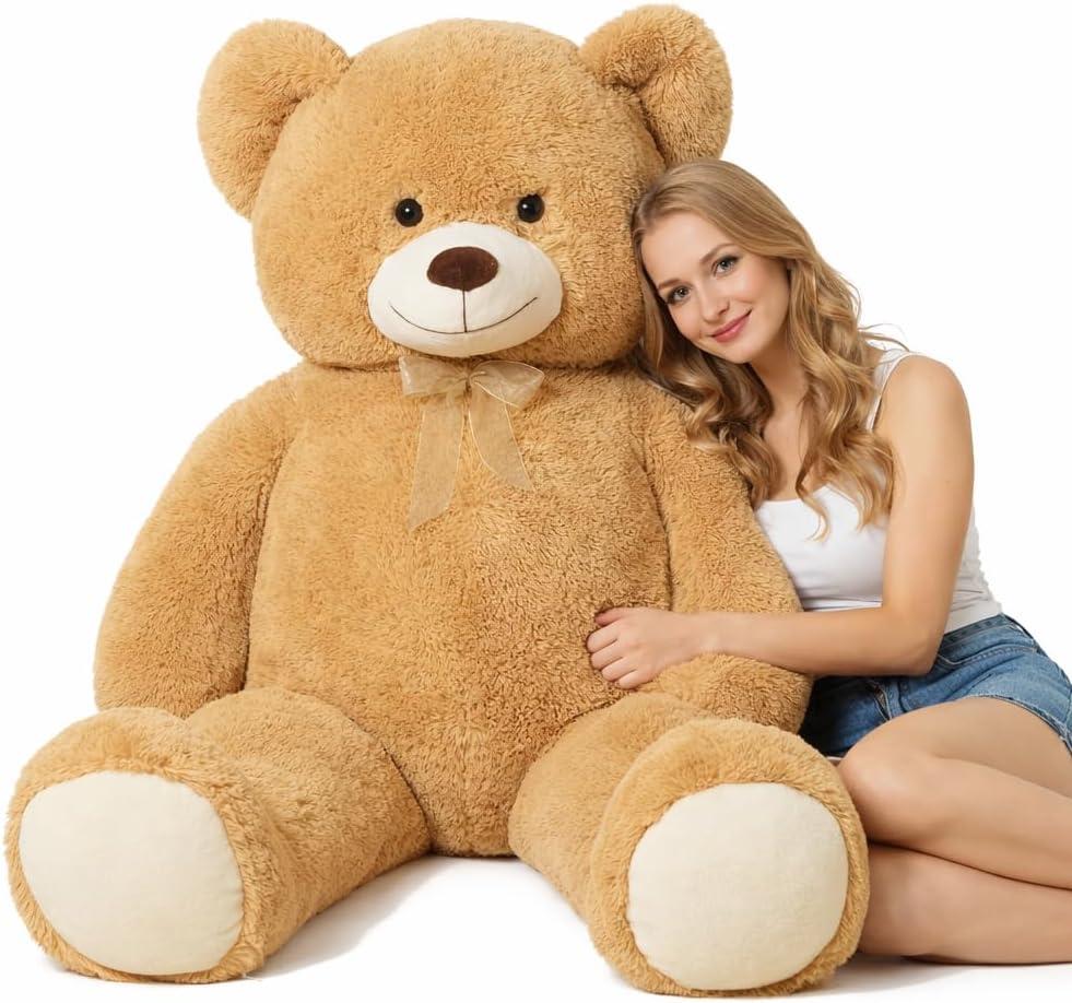 HollyHOME Giant Teddy Bear 5Ft Big Teddy Bear Stuffed Animal Birthday Valentines Day Plush for Kids and Girlfriend 60 inch Tan