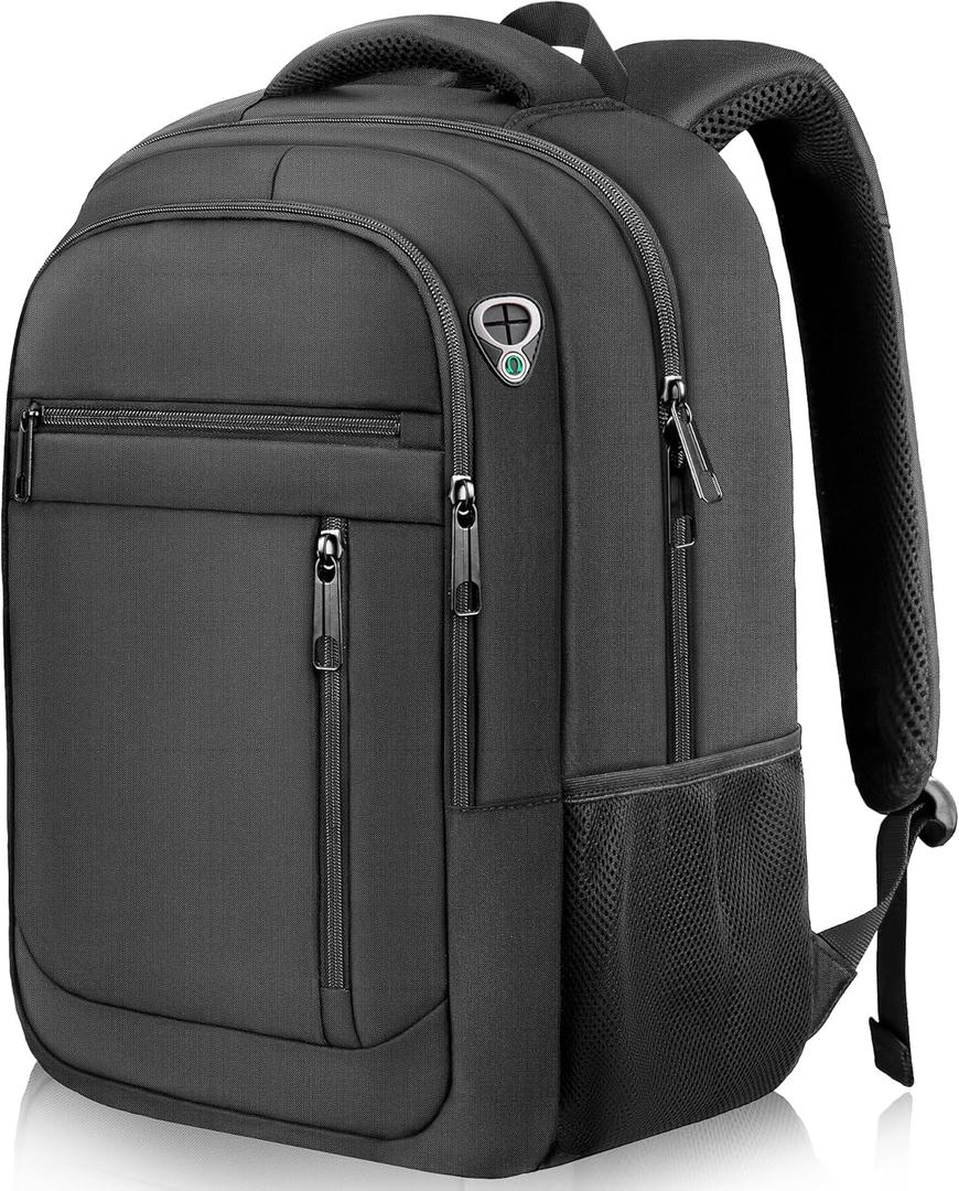 Travel Backpack for Men, Lightweight 40L Business Laptop Backpack with 17.3 Inch Laptop Compartment, Daypack for Flight, Durable Water Resistant Bookbag, Hiking, Work Backpack, Black