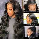 13x4 Body Wave Lace Front Wigs Pre Plucked Pre Cut 180% Density Glueless Wigs Natural Looking Synthetic Heat Resistant Fiber Wig for Daily Party Use (26 Inch)