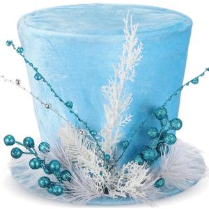 Blue Christmas Tree Topper Hat Christmas Decorations for Beach Coastal Xmas Tree Ornament Winter Holiday Ocean Nautical Marine Home Gift Party Decor, 9.8 x 7.9 Inches