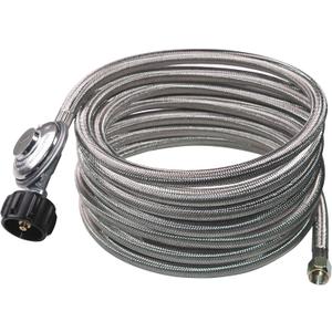 DOZYANT 12 Feet Universal QCC1 Low Pressure Propane Regulator Grill Replacement with Stainless Steel Braided hose for Most LP Gas Grill, Heater and Fire Pit Table, 3/8" Female Flare Nut