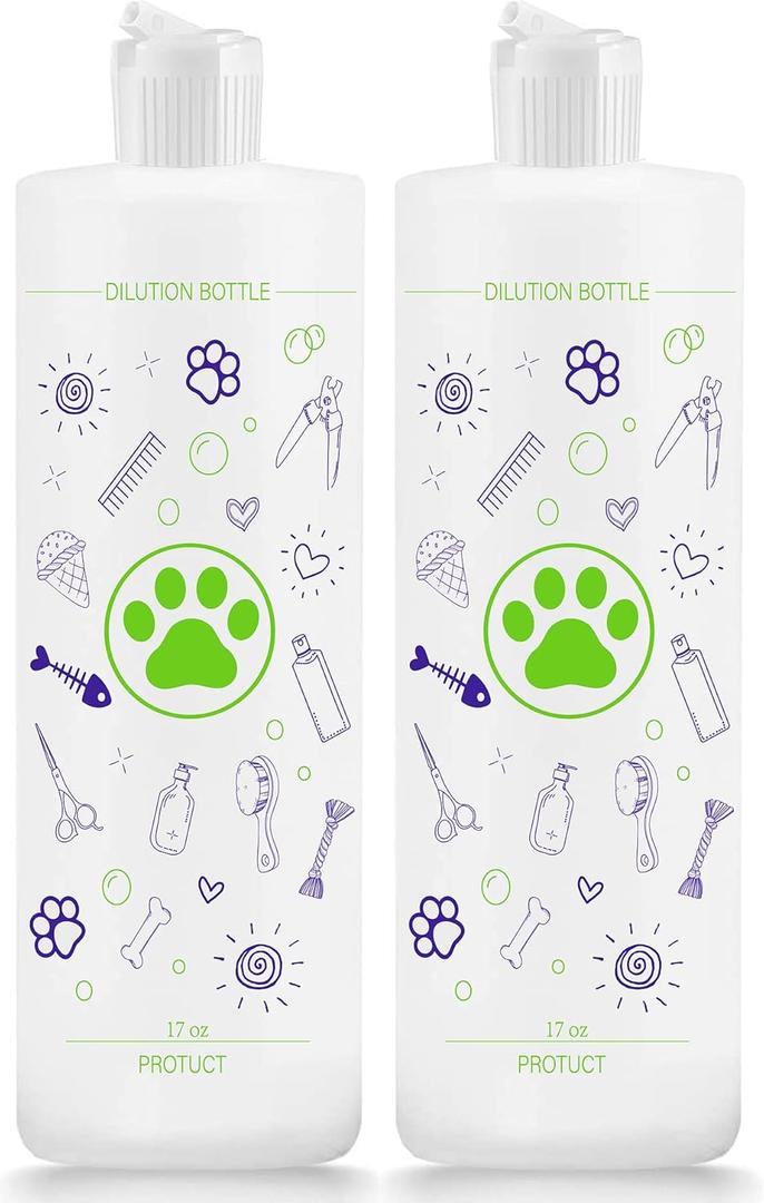2 Pack Pet Shampoo Dilution Bottles, Specialties Mixing Bottle for Concentrated Dog Shampoo and Conditioner Grooms (2)
