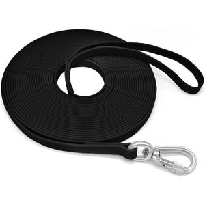 ZALER Long Dog Leash Waterproof Training Leashes 50ft 30ft 20ft 15ft 10ft 6ft, Odor Proof Recall Long Line Lead with Aviation Aluminum Carabiner Clip for Small, Medium, Large Dogs (15FT, Black)