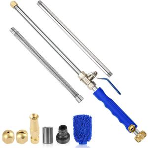 Yiliaw High Pressure Power Washer Wand With 3 Sprayer Nozzle, 38 Inch Garden Hose Nozzle Sprayer Flexible Watering Wand for Gutter Patio Car Pet Plants Window Cleaning Tool (Blue)