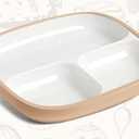 Domensi Kids Porcelain Plates with Silicone Sleeves 8.2 Inch Divided Porcelain Plate Toddler White Suction Dishes for Baby Troubleless Eating Microwave Dishwasher Safe (Novelty,3 Set)