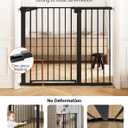 COMOMY 36" Extra Tall Baby Gate for Stairs Doorways, Fits Openings 29.5" to 46" Wide, Auto Close Extra Wide Dog Gate for House, Pressure Mounted Easy Walk Through Pet Gate with Door, Black