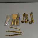 Patelai Charcuterie Board Accessories Cheese Spreader Knife Set Charcuterie Utensils Butter Knife Stainless Steel Mini Serving Tongs Spoons Appetizer Forks for Pastry Christmas(Golden,18 Pieces)