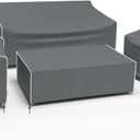 Gasadar Patio Furniture Cover 4-Piece Set, Heavy Dut 600D Outdoor Furniture Cover Waterproof for Lawn Patio Chairs, Loveseat and Coffe table, Grey (Large, Grey+white Seams)
