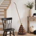 Halloween Decorations - 6 FT Giant Light Up Witch Broom, Vintage Witches Broomstick Fall Decor with LED Lights, Rustic Farmhouse Halloween Broom for Indoor Outdoor Porch Yard Lawn