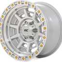 Rough Country 85 Series 17x9 Off-Road Wheel - 5x5.0" Bolt Pattern, 12mm Offset, Full Machined Aluminum with Simulated Beadlock & Gold Accent Hardware