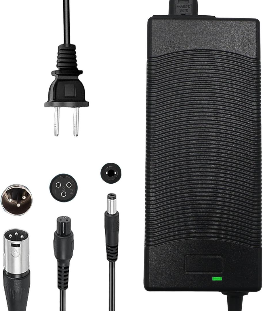 THEPRO 54.6V 2A Charger, Universal Smart Charger for 48V Li-ion Battery, with DC5.5MM Jack Connector, 3-Prong Inline Connector, 3pin XLR Plug