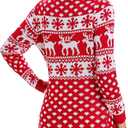Ugly Christmas Sweaters Dresses with Santa Hat Knit Sexy Christmas Outfits for Women (Large, Reindeer Snowflake Red)