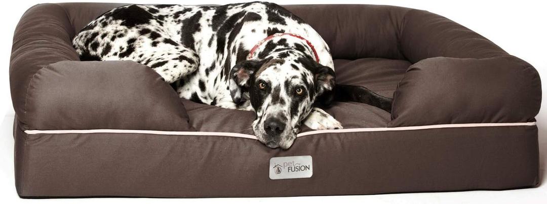PetFusion Ultimate Dog Bed, Orthopedic Memory Foam, Multiple Sizes/Colors, Medium Firmness Pillow, Waterproof Liner, YKK Zippers, Breathable 35% Cotton Cover,Brown, X-Large (44x34")