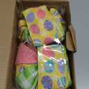 2 Pack Large Easter Wreath Bows, 12 x 20 Colorful Spring Easter Basket Bows with Easter Eggs and Bunny Rabbit Pattern, Multilayer Burlap Tree Topper Bows for Wreath Decoration Front Door Wall Decor