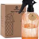 OFFIDIX Glass Watering Can, Handheld Spray Bottles, 0.4L/13.5oz Watering Spray Bottle with Adjustable Nozzle for for Indoor and Outdoor Gardening and Home Cleaning (Orange)