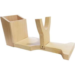 Wood Hot Melt Glue Gun Stand, Glue Gun Holder, 10.8''x3.5''x5'', Beige