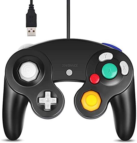 Arrocent GC Controller, Replacement for Gamecube Controller, Compatible with Wired USB Game Cube Controller/PC Windows 7 8 10 (Black)