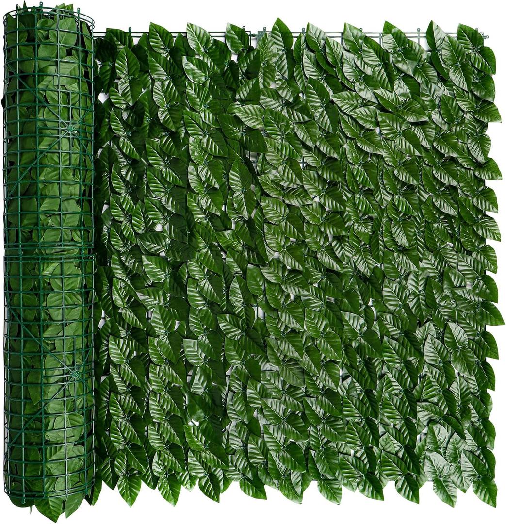iCover Artificial Ivy Privacy Screen for Fence, 39x118in Strengthened Joint Prevent Leaves Falling Off, Faux Hedge Panels Greenery Vines, Decorative Fences for Outdoor, Garden (39*118in, Green Vines)