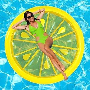 Lemon Pool Float, Pool Floats for Adults, Inflatable Pool rafts, Water Fun Large Blow Up Summer Beach Swimming Raft Kids and Adults. 63 Inch.