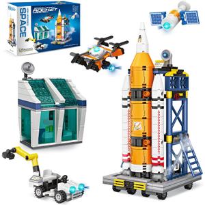 Exploratory Building Blocks Set: 461PCS Rocket, Space Shuttle, Moon Buggy, and Satellite Kit - STEM Learning with Space Capsule - Ideal for 6-12 Year Old Boys