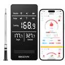 Smart WiFi Wireless Meat Thermometer Unlimited Range 7 NIST Cert.Sensors Accuracy 0.5F Sub-1G (10X Stronger Than Bluetooth) APP&Digital Base,Monitor for BBQ, Grill,Oven, Smoker(1, Black, Small)