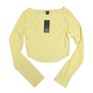 LongSleeve Wild Fable Beige Scoop Neck Womens Top (Yellow, XL)
