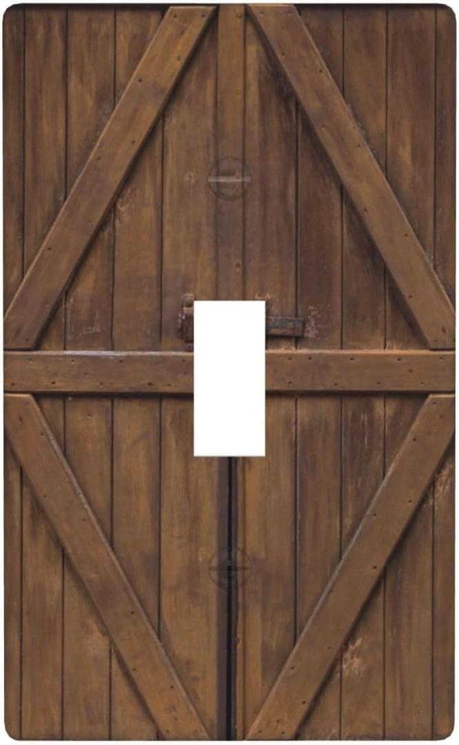 Faux Wooden Printed Farmhouse Rustic Light Switch Cover Plates Decorative Single Toggle Wall Plate, 1 Gang Lightswitch Cover