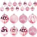 JULMELON 24PCS Pink Christmas Ball Ornaments Hanging Balls Shatterproof Decorations for Xmas Tree, Home Decor for Party, Holiday, Wedding, Anniversary, DIY Craft Decor Supplies (Pink, 1.57"/40 MM)