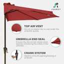 JEAREY 9ft Half Umbrella Outdoor Patio Umbrella Market Umbrellas with Crank, 1/2 Round Wall Umbrella 5 Sturdy Ribs UV Protection for Pool Garden Balcony Deck, Red