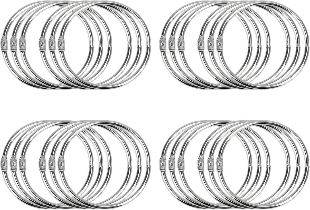 Pawfly 24 Pack Loose Leaf Binder Rings 3 Inch Smooth Steel Book Rings for Index Cards Flash Cards Receipts Memos Photos and Files Heavy Duty Organizers Loops for Office School and Home Use