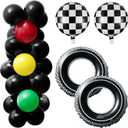 ANGOLIO 34Pcs Car Balloons Party Decoration Inflatable Tires Traffic Light Balloons Favors Party Supplies Include Balloon Tire Swimming Ring Glue Ribbon Decorations Birthday Fit for Boys Birthday Gift