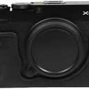 X-E4 Case, BolinUS Handmade Genuine Real Leather Half Camera Case Bag Cover for Fuji Fujifilm X-E4 XE4 Bottom Opening Version + Hand Strap (Black)