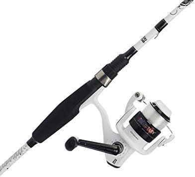Abu Garcia 6’ Ike Dude Youth Fishing Rod and Reel Spinning Combo, 2-Piece Rod, Size 30 Reel, Right/Left Handle Position,White
