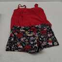 Aqua Eve Two Piece Women's Tankini Swimsuits Blouson Swim Tank Top with Shorts Modest Bathing Suits (Medium, Red Flower & Black)