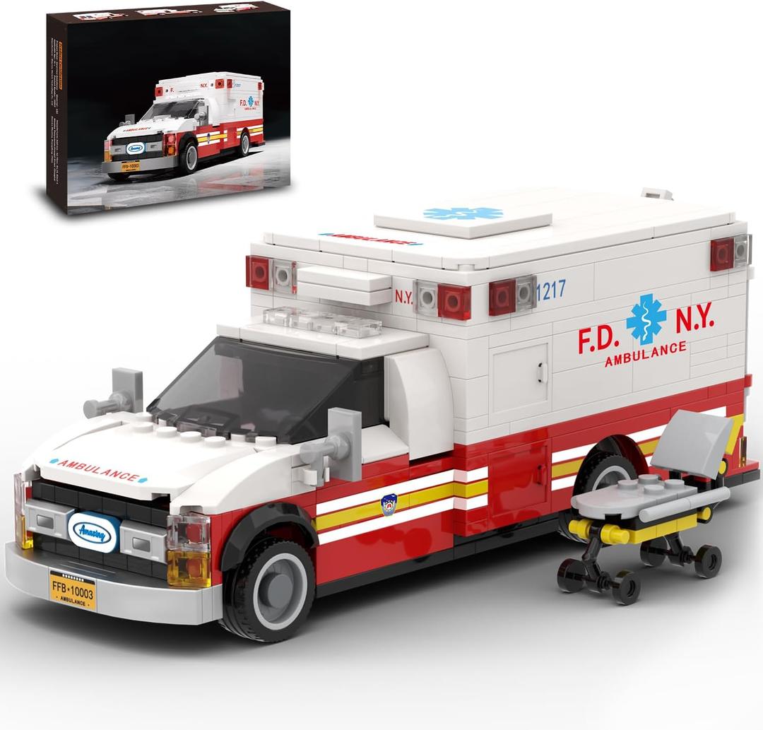 Ambulance Building Set, Emergency Rescue Vehicle Model Kit, Collectible Display Model for Adults & Teens 14+, Compatible with Lego Ambulance Set, 660 PCS