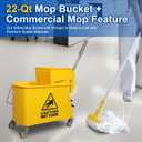 Midoneat Mop Bucket with Wringer, 22 Qt (5.5 Gallon), Handle, Wheels,Floor Cleaning, 16.5" L x 10.6" W x 26.4" H, Yellow,Add One Cotton Mop