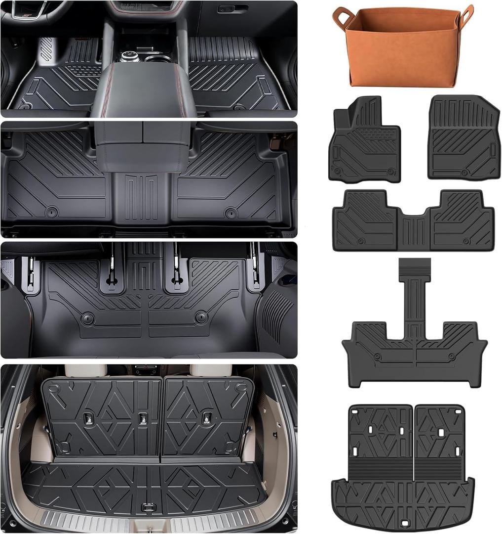 PROSHEVE Floor Mats for Ford Explorer 2020-2026 6 Passenger, Custom Fit All Weather TPE Floor Mats & Cargo Liner with Backrest Mat, Waterproof Anti-Slip Accessories