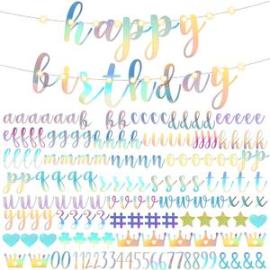 TaoBary 167 Pcs DIY Banner Kit Glitter Customizable Birthday Banner Glitter Make Your Own Banner Kit 162 Letters Symbols and Numbers 3 Rope for Birthday Halloween Wedding Christmas(Holographic) TaoBary 167 Pcs DIY Banner Kit Glitter Customizable Birthday Banner Glitter Make Your Own Banner Kit 162 Letters Symbols and Numbers 3 Rope for Birthday Halloween Wedding Christmas(Holographic)