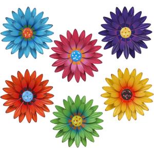 hogardeck Metal Flower Wall Decor for Indoor Outdoor, Kitchen Decor Floral Metal Wall Art, Wall Decor for Bathroom, Living Room, Porch, Garden, Yard, Backyard 6 Pcs 8''