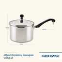 Farberware Classic Stainless Steel 3-Quart Covered Straining Saucepan - - Silver