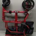 Medline Ultra Lightweight Transport Wheelchair for Adults, Foldable, 19-Inch Seat Width, Red Frame, Black Upholstery