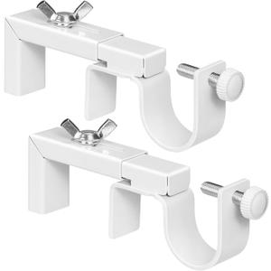 2 Pack Adjustable Curtain Rod Bracket Attachment for Outside Mounted Blinds,Fit for 1.3 - 2 inches Wide Track,No Drill Curtain Rod Holder for Externally Mounted Blinds Drapery Rods (White)