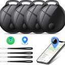 Air Tracker Tags-4 Pack: Smart Bluetooth Tracker, Compatible with Apple Find My APP (iOS Only) Replaceable Battery, IP67 Waterproof, Suitable for Luggage, Wallets, Backpacks, Keys Tracking Tag, Black