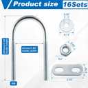 Therwen 16 Sets Round U Bolts Zinc Plated Steel Round Bend U Clamp with Nut Plate Washer (M8 x 42 mm X 100 mm)