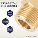 LTWFITTING Brass Pipe Hex Bushing Reducer Fittings 3/4 Inch Male x 3/8 Inch Female NPT Fuel(Pack of 5)