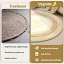 Carvapet Faux Jute Round Rug 8ft, Jute-Like Pattern Design Washable Low Pile Circle Carpet with Non Slip Rubber Backing, Foldable Stain Resistant Area Rug for Living Room Bedroom Office