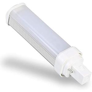 E-Simpo 1pc G24d 2-Pin Led Light Bulb 5W/4.7" PLC10W LED PL Horizontal 180D View Angle 2U Tube Plug in PL-C CFL Replacement Frosted Daylight 6000K (5W LED for PLC-10W, 4.7")