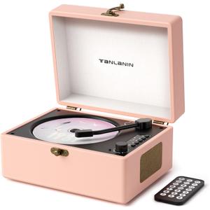 CD Player Portable for Home with Upgraded Speakers Bluetooth in/Out Rechargeable Desktop CD Player with LED Screen Boombox Music Player Peach Pink