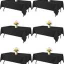 Black Rectangle Table Cloth - 6 Pack, 60"  84" Washable Fabric Tablecloth for 5FT Tables, Wrinkle-Resistant & Heat-Proof Table Cover for Weddings, Dinners & Parties